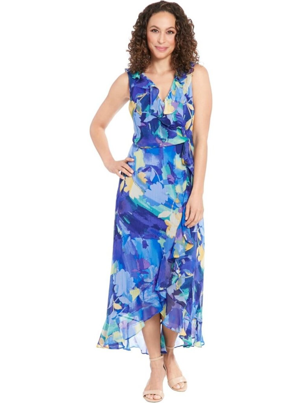 Chic Sleeveless Ruffle Faux Wrap Tie Midi Dress - Perfect for Any Occasion